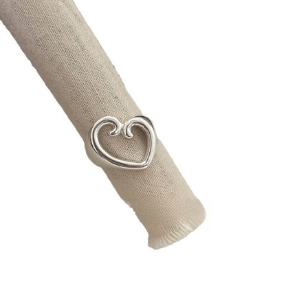 S925 pure silver hollow heart ring with simple design