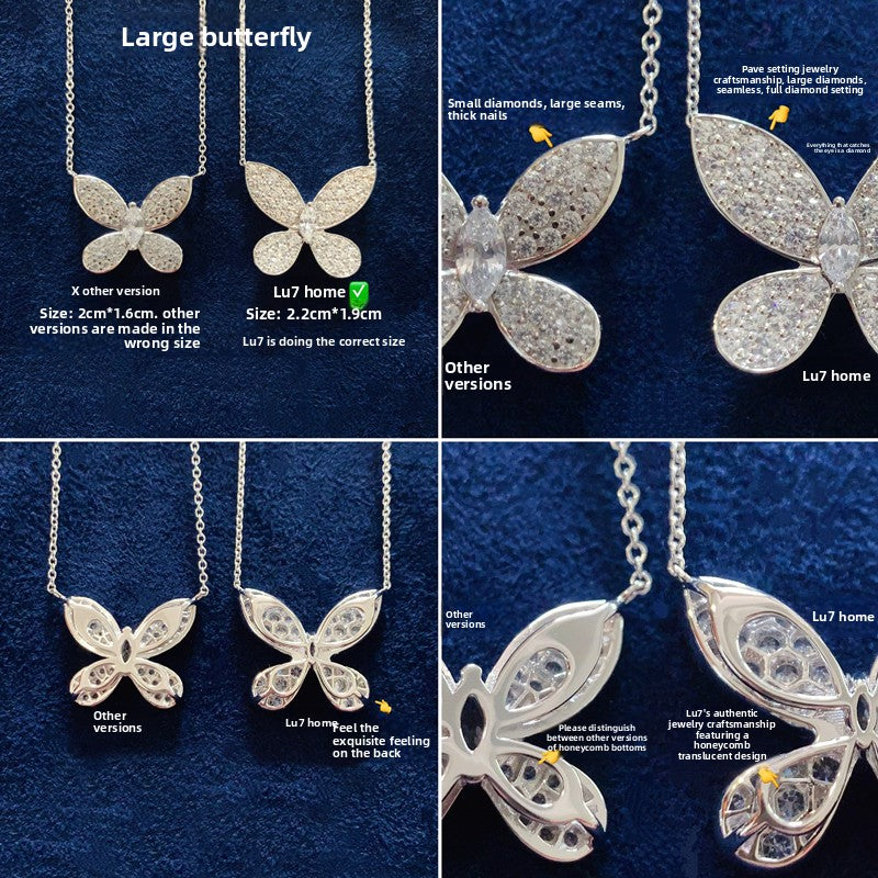 S925 Silver Butterfly Pendant Necklace for Women