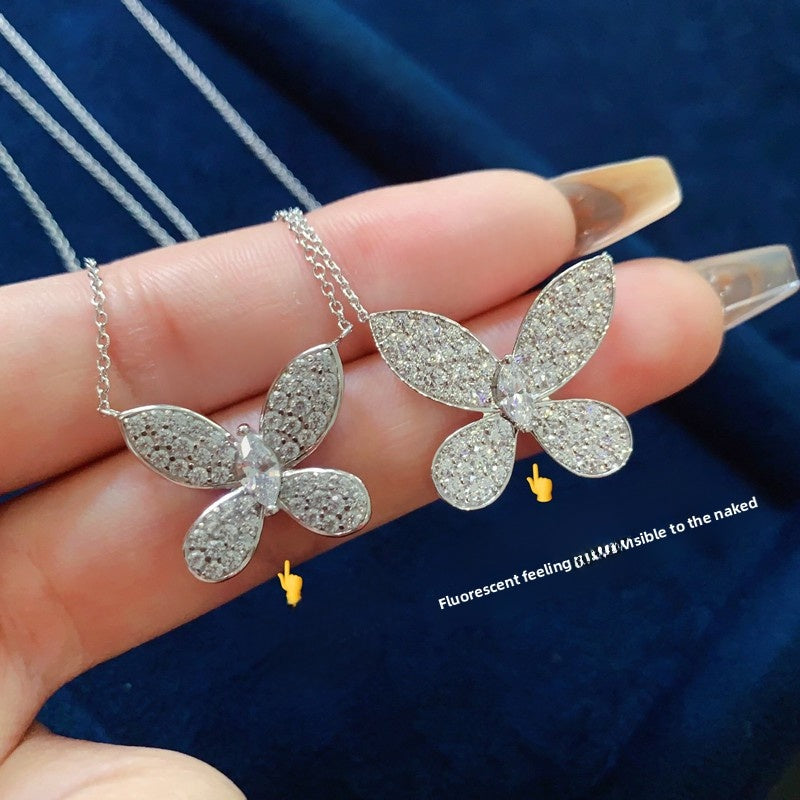 S925 Silver Butterfly Pendant Necklace for Women