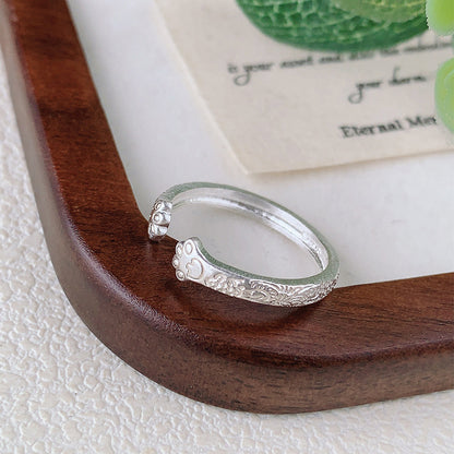 S925 Silver Cat Claw Arabesque Pattern Ring
