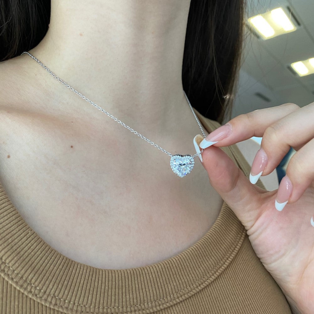 S925 Silver Clover Heart Pendant Necklace