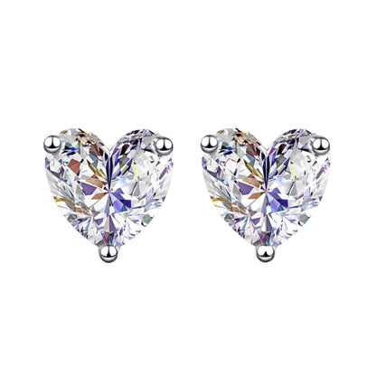 S925 Silver Heart Earrings with Diamond or Moissanite