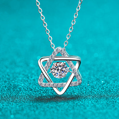 S925 Silver Hexagram Moissanite Clavicle Chain Necklace