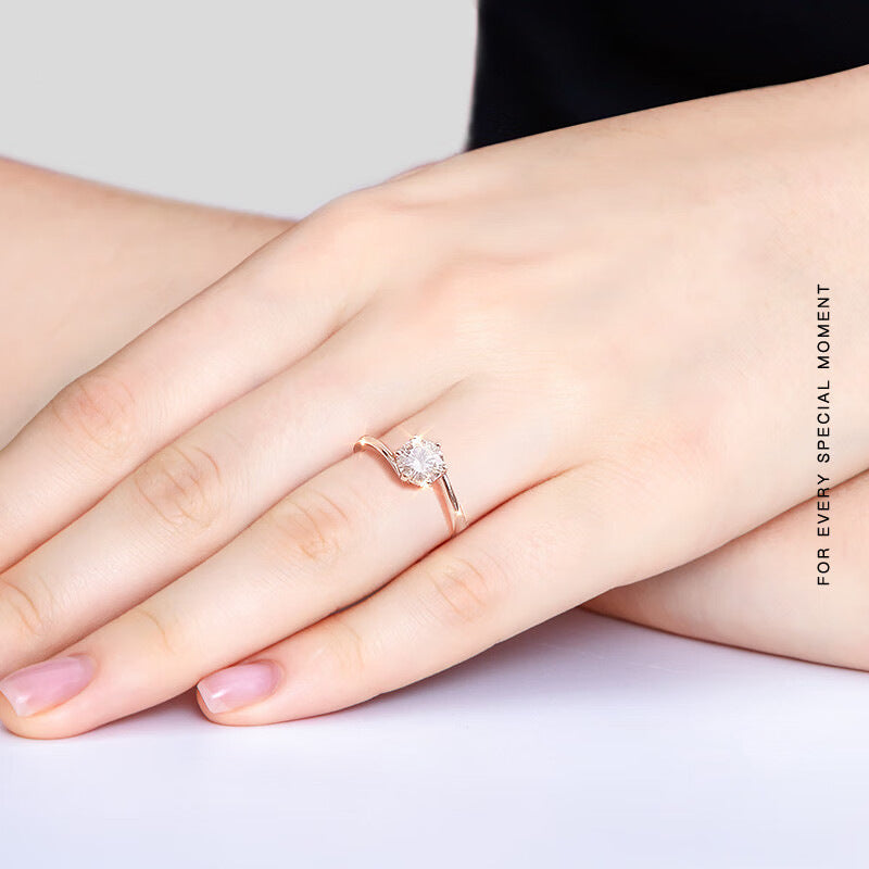 S925 Silver Moissanite Adjustable Ring