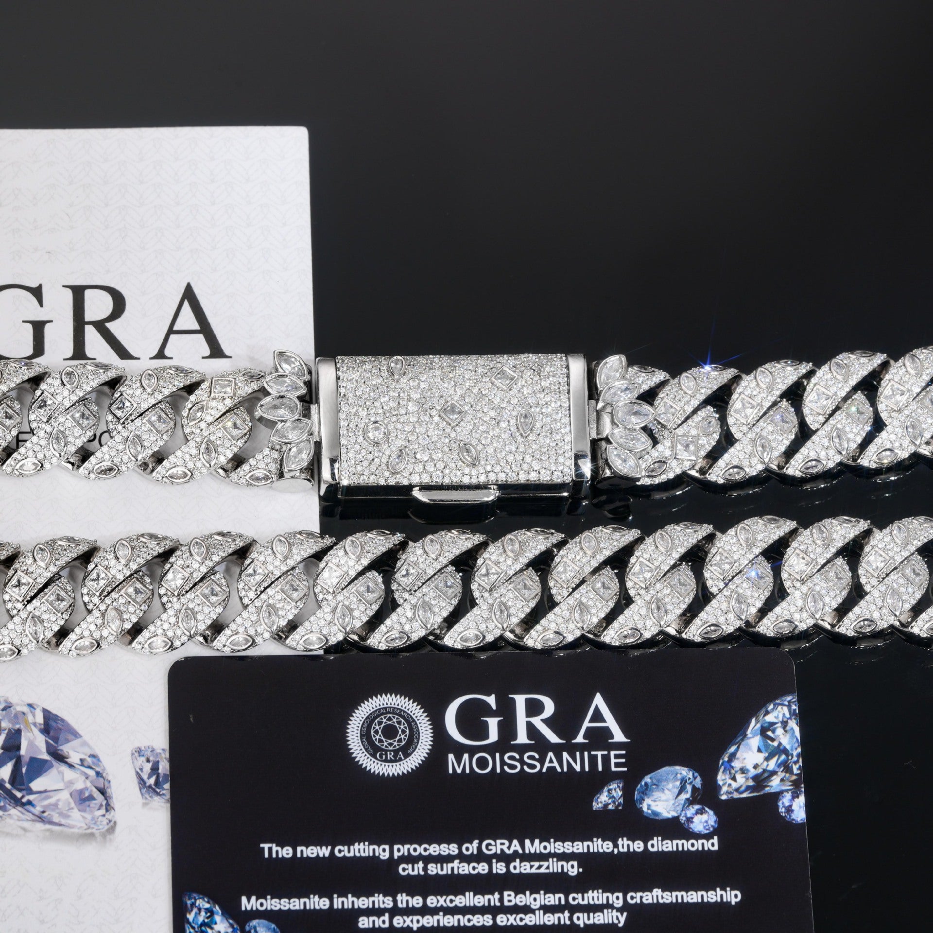 S925 Silver Moissanite Cuban Chain Necklace