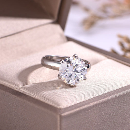 S925 Silver Moissanite Six-Claw Ring Widened Ring Wall Comfortable Wear