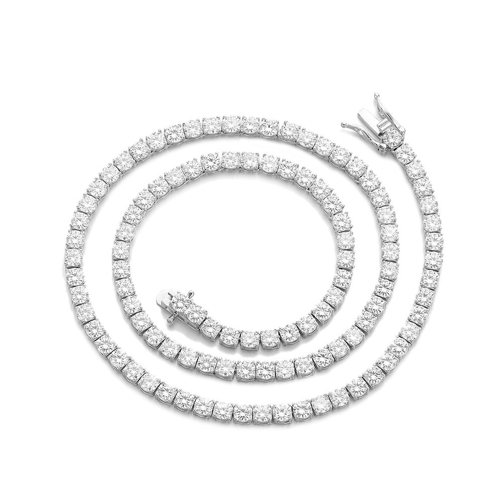 S925 Silver Moissanite Tennis Chain Bracelet Necklace