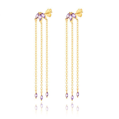 S925 Silver Needle Luxury Tassel Zircon Chain Earrings