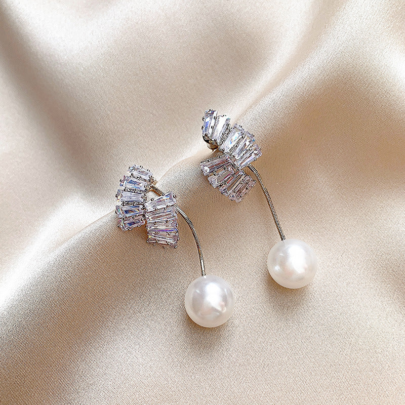 S925 Silver Pearl Heart Earrings