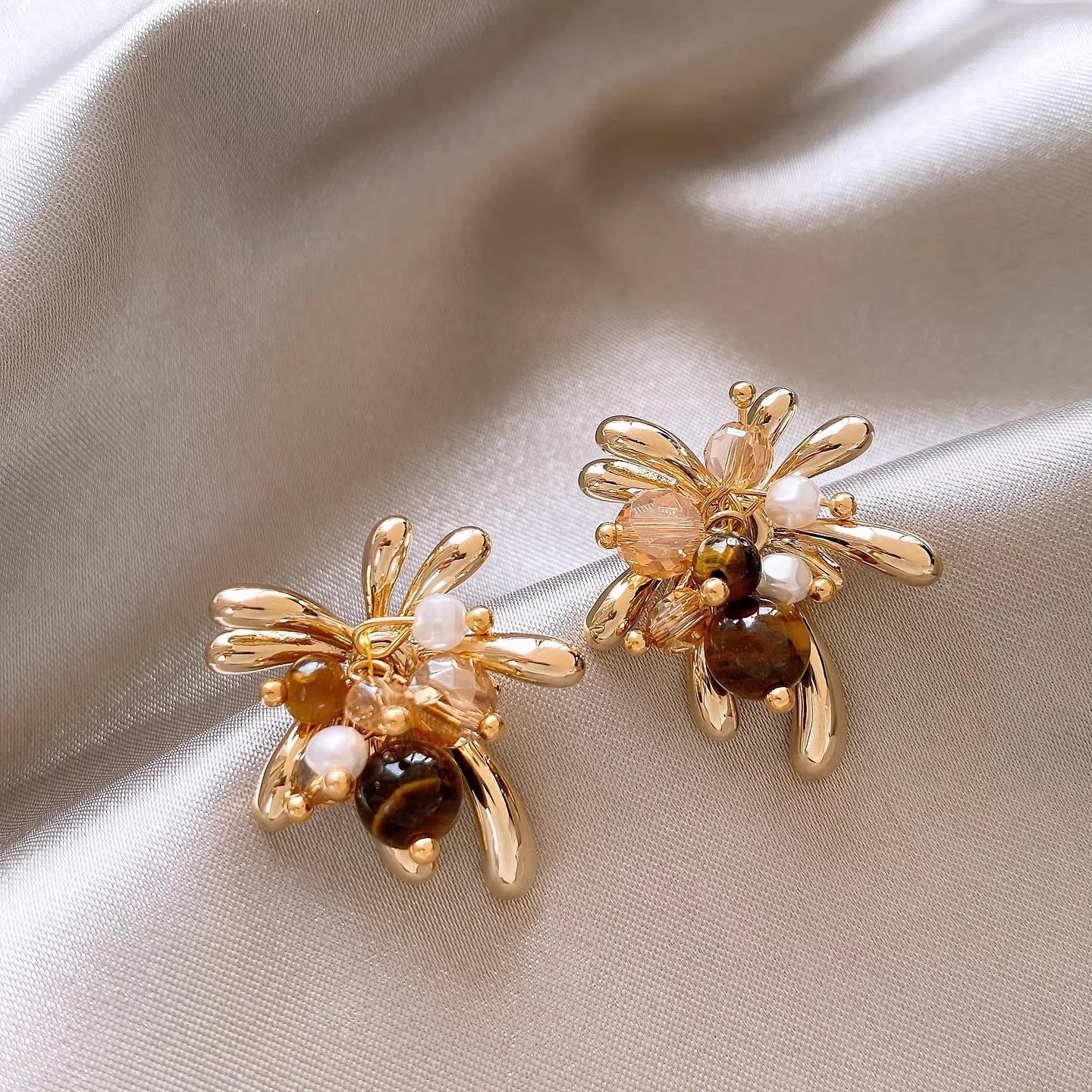 S925 Silver Pearl Heart Earrings