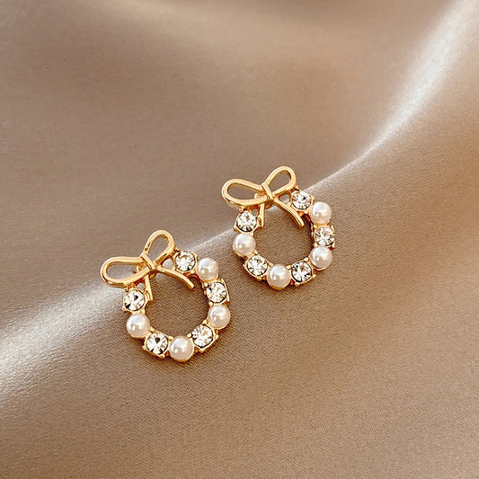 S925 Silver Pearl Heart Earrings