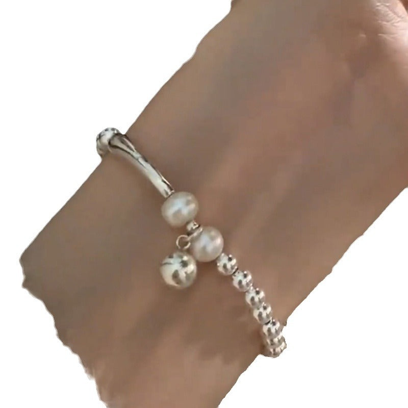 S925 Sterling Silver Beaded Pearl Bracelet Women Minimalist Jewelry