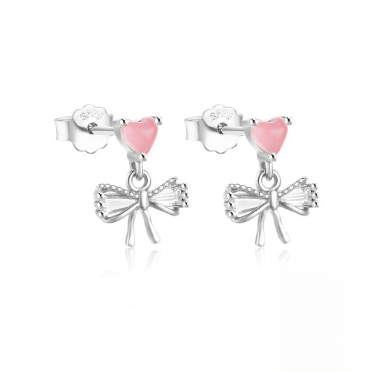 S925 Sterling Silver Bow Diamond Earrings for Women