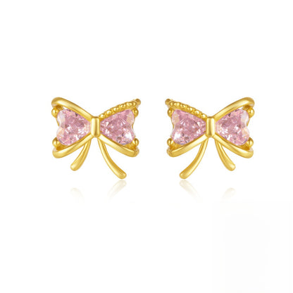 S925 Sterling Silver Bow Diamond Earrings for Women