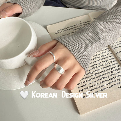 s925 sterling silver brushed frosted ring for women