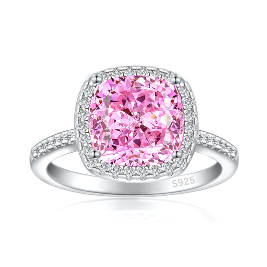 S925 Sterling Silver Diamond Gemstone Ring