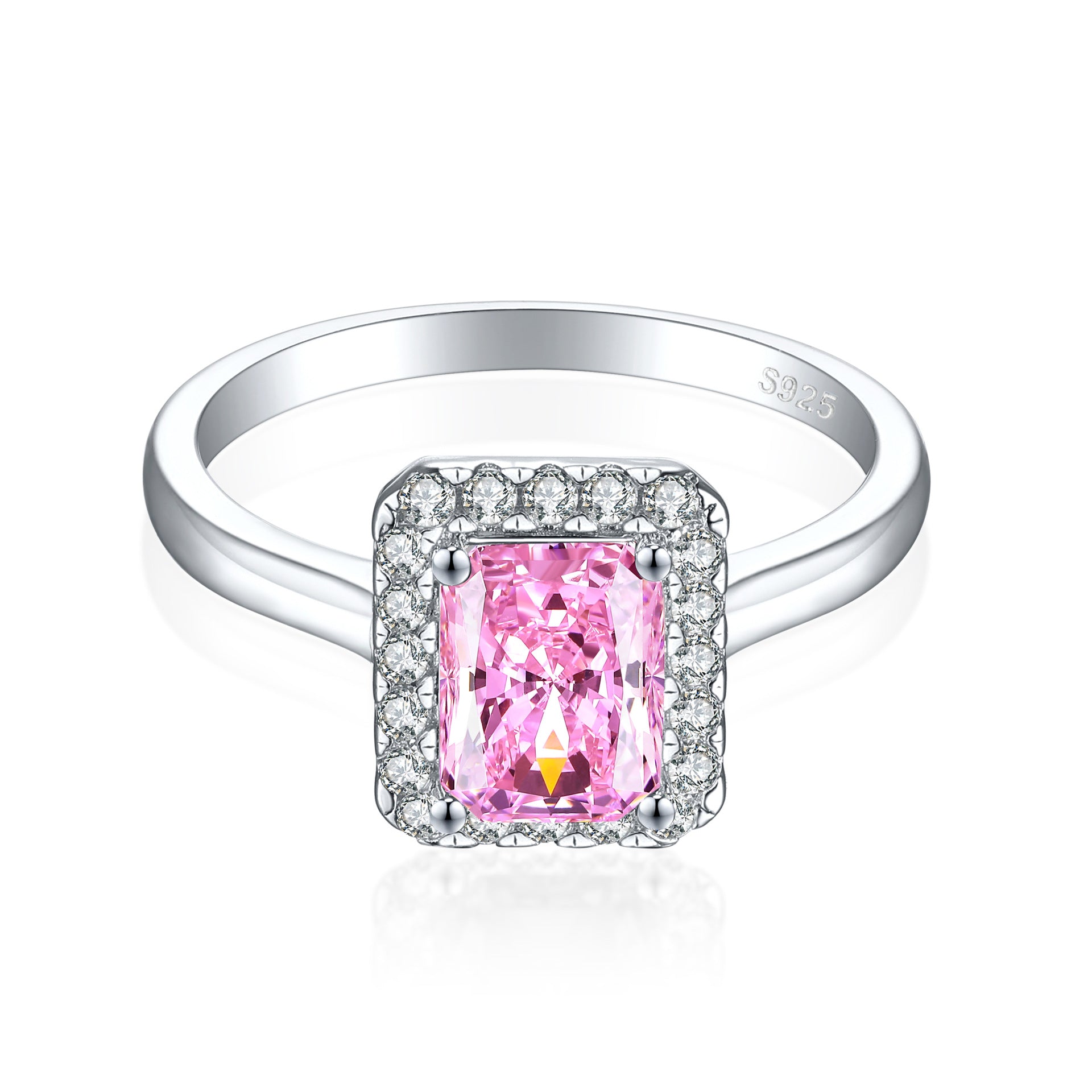 S925 Sterling Silver Diamond Gemstone Ring