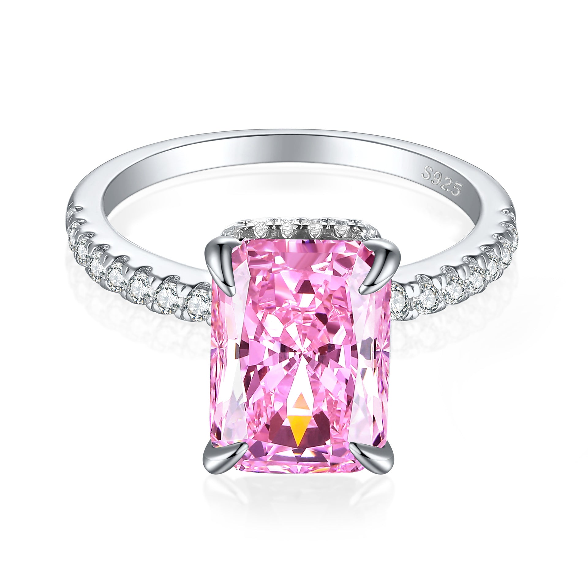 S925 Sterling Silver Diamond Gemstone Ring