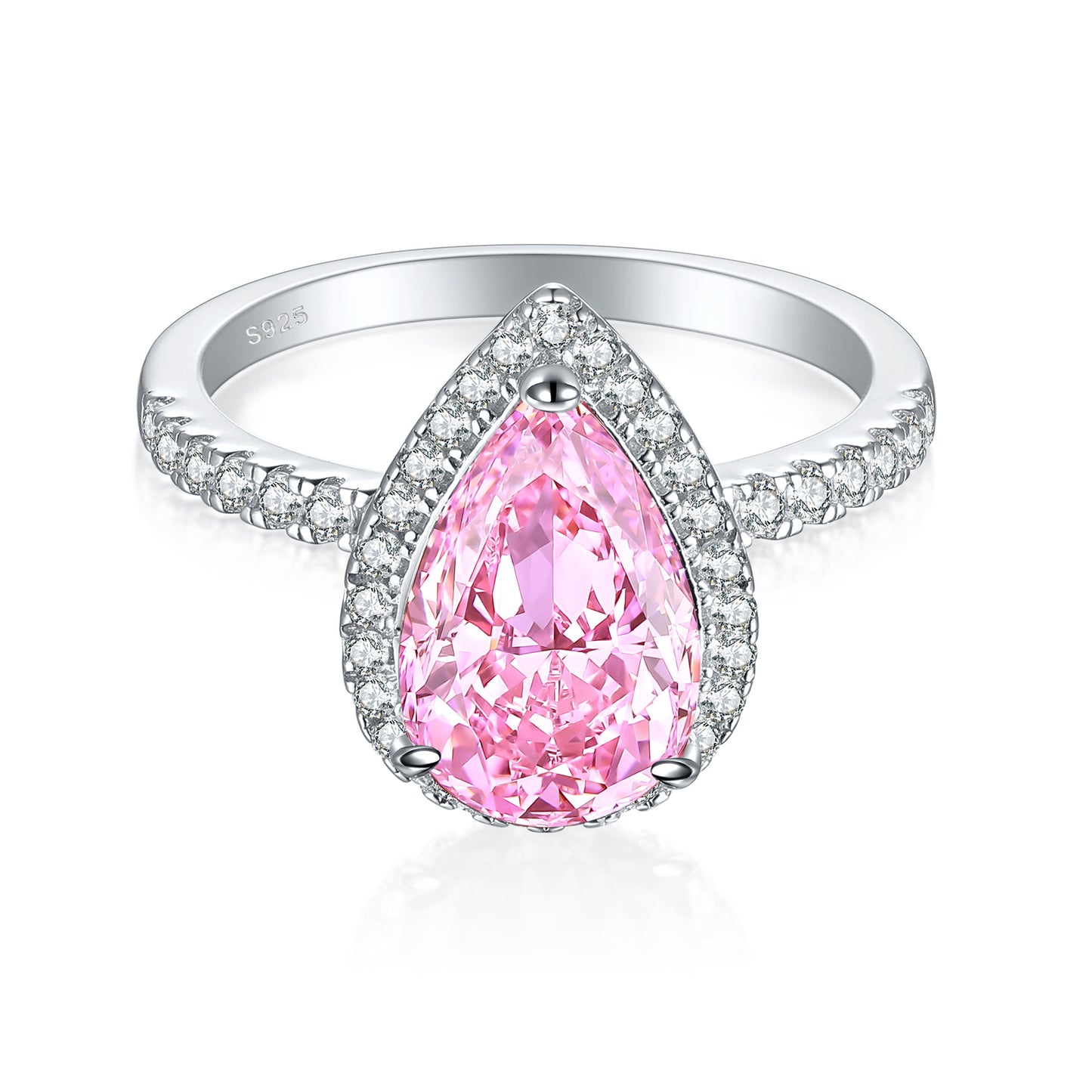 S925 Sterling Silver Diamond Gemstone Ring