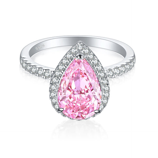 S925 Sterling Silver Diamond Gemstone Ring