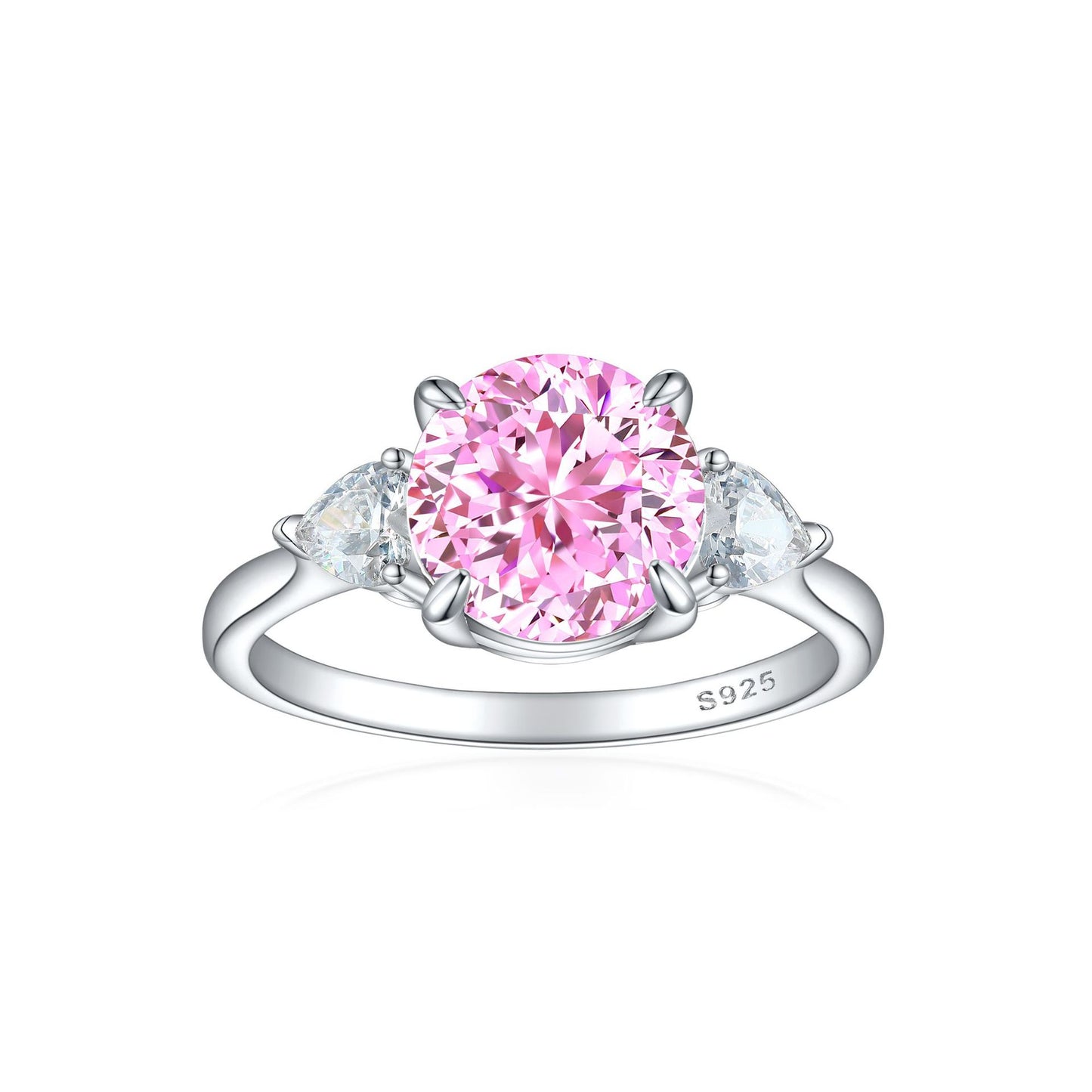S925 Sterling Silver Diamond Gemstone Ring