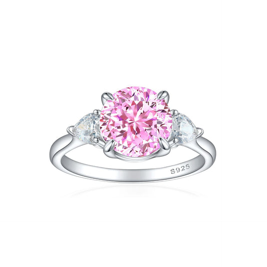 S925 Sterling Silver Diamond Gemstone Ring
