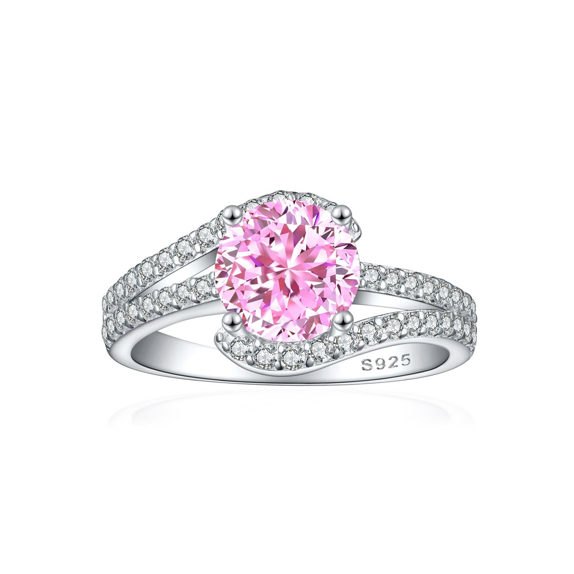 S925 Sterling Silver Diamond Gemstone Ring