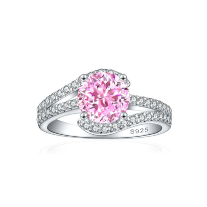 S925 Sterling Silver Diamond Gemstone Ring