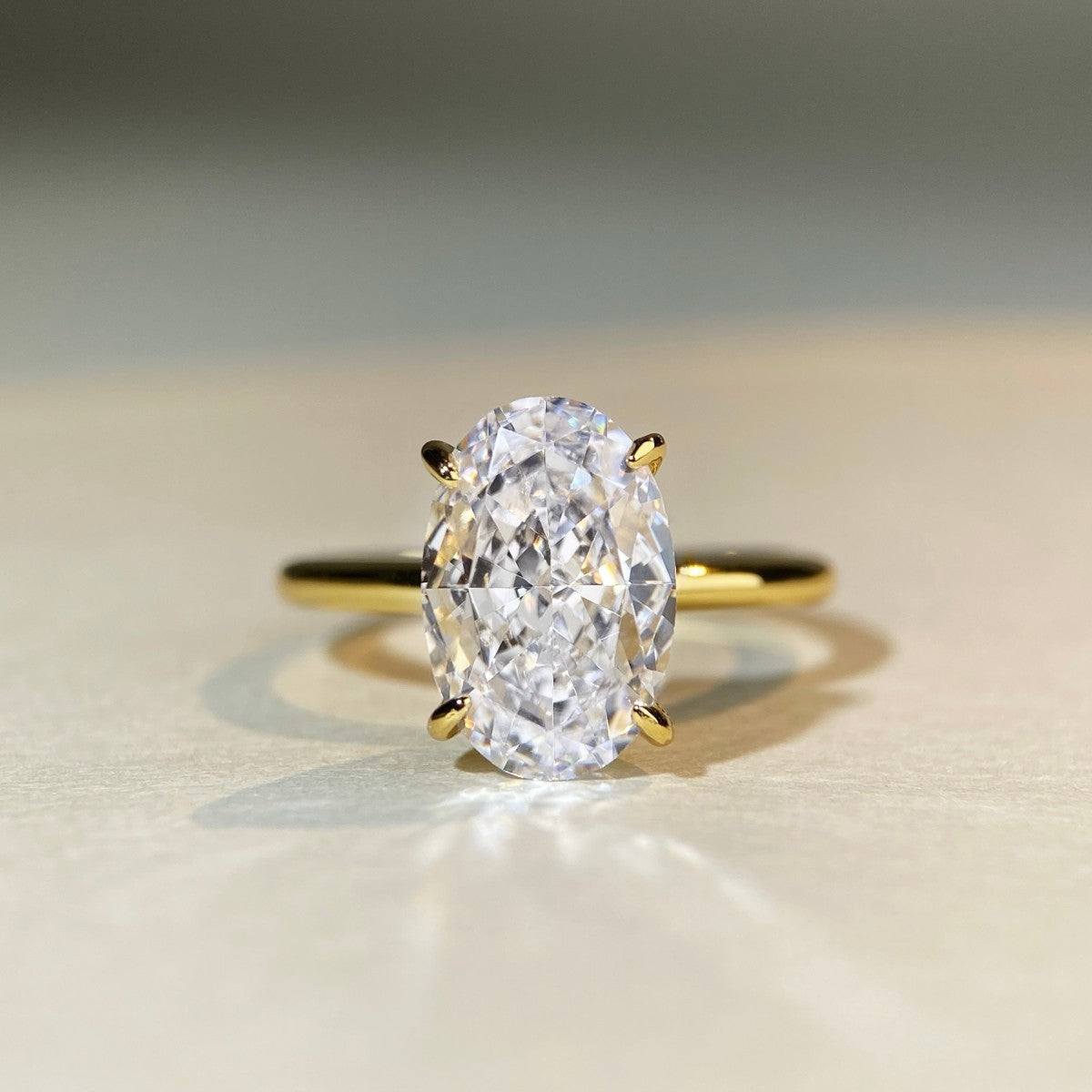 S925 Sterling Silver Diamond Ring with Gold Plating