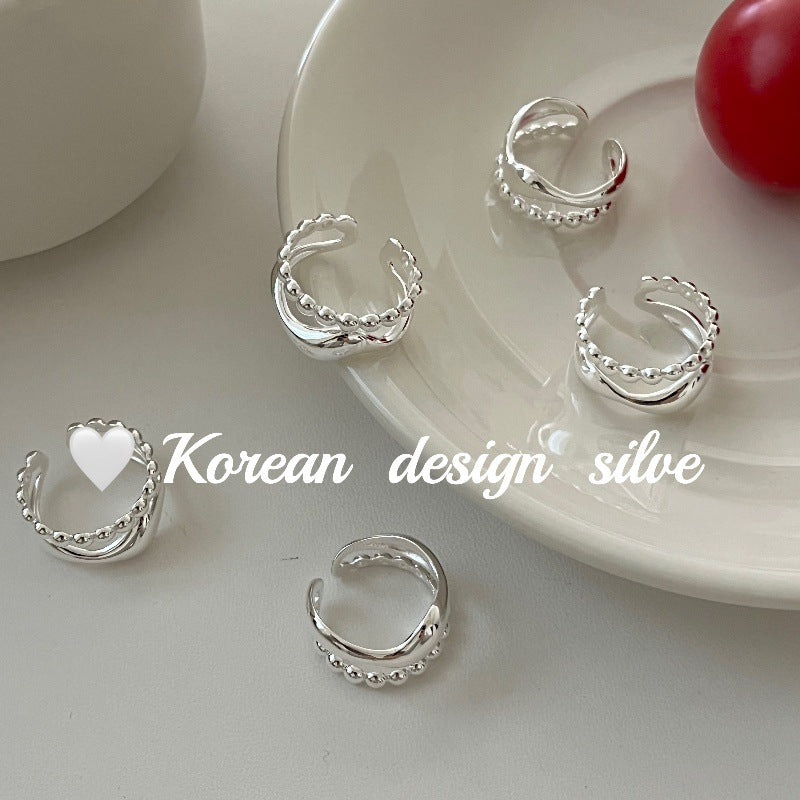 S925 Sterling Silver Double Layer Bead Ring