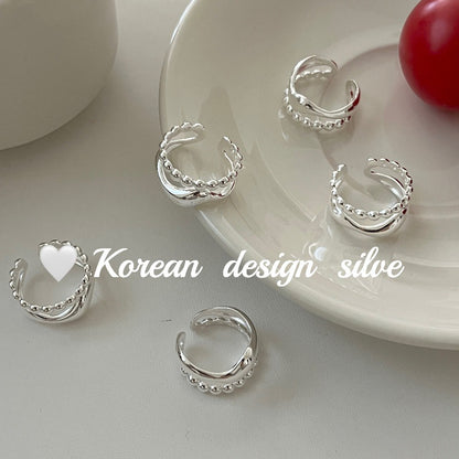 S925 Sterling Silver Double Layer Bead Ring