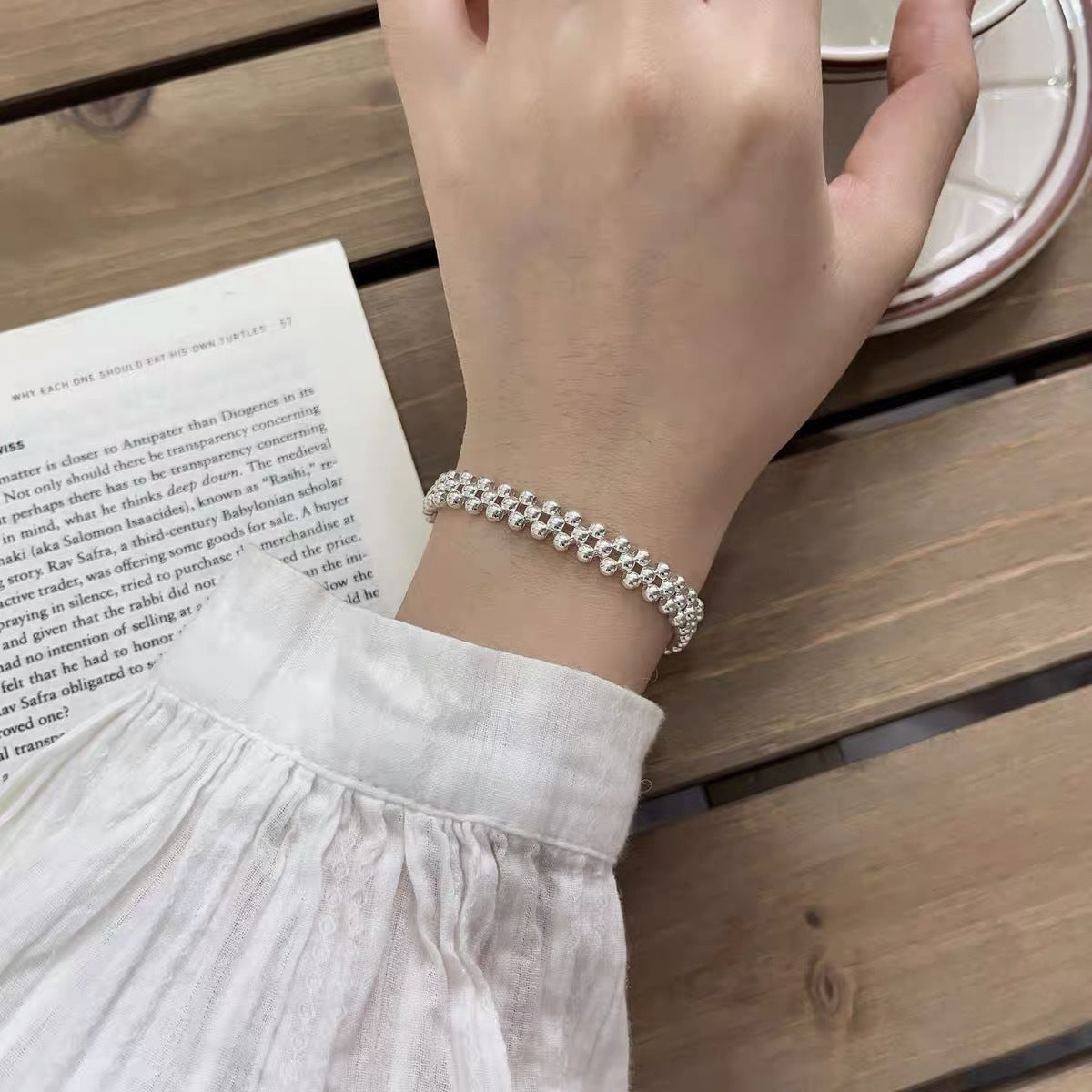 S925 Sterling Silver Hand-Beaded Braided Bracelet for Women