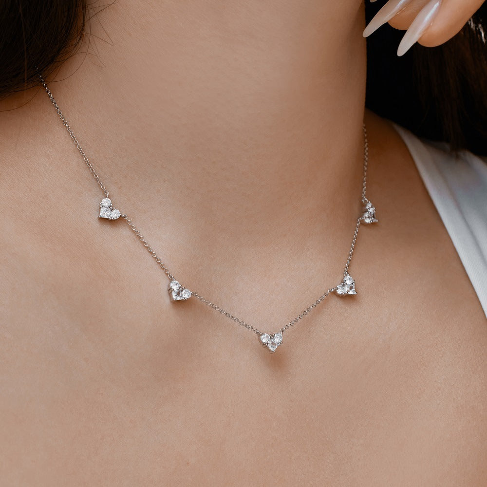 S925 Sterling Silver Heart Necklace with Zircon