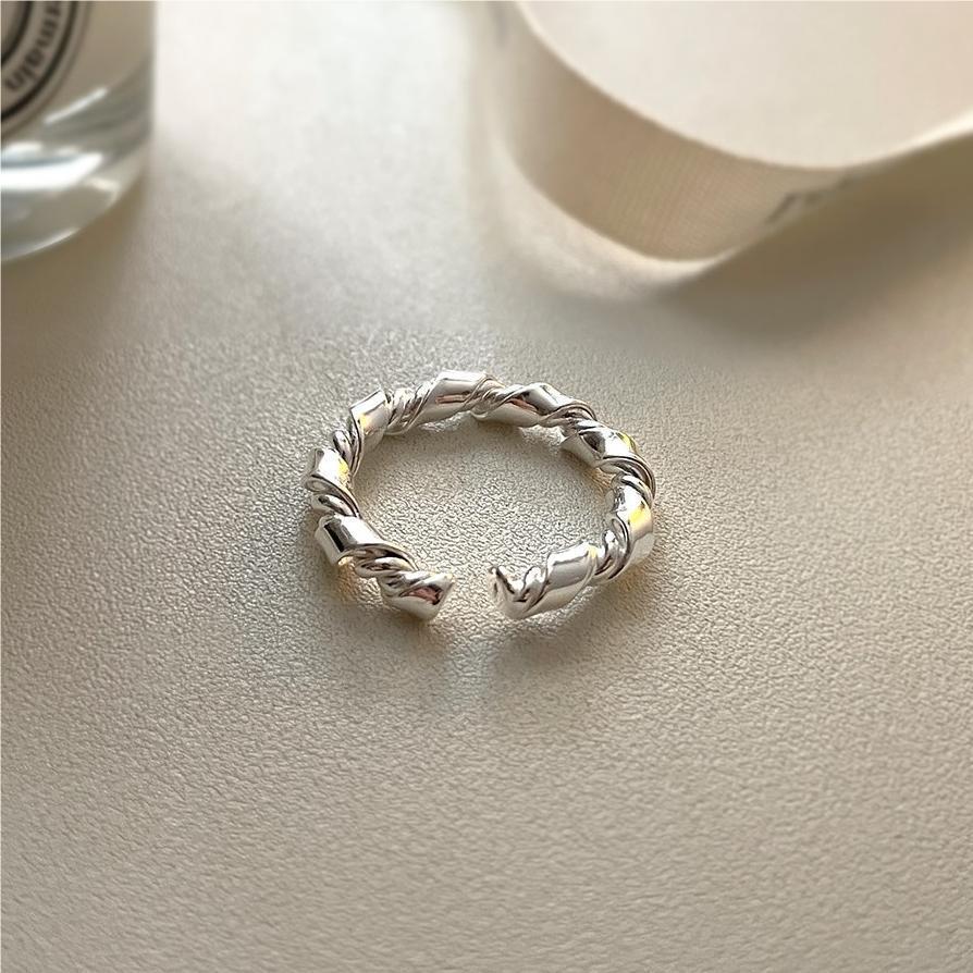 S925 Sterling Silver Knotted Ring Adjustable Minimalist Ring for Women