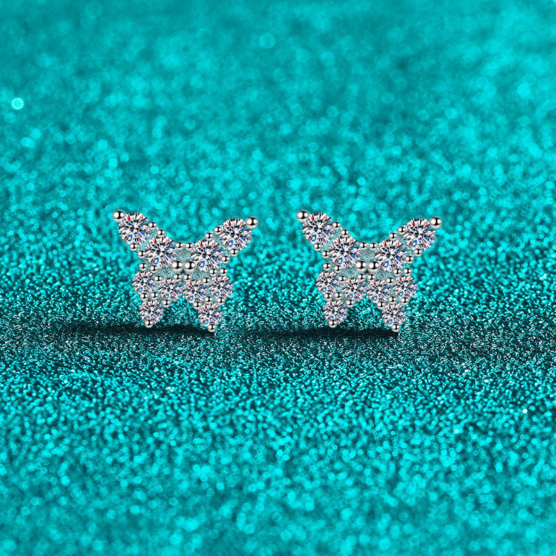 S925 Sterling Silver Moissanite Butterfly Earrings for Women