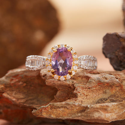 S925 Sterling Silver Natural Gemstone Open Ring