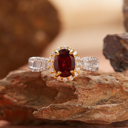 S925 Sterling Silver Natural Gemstone Open Ring