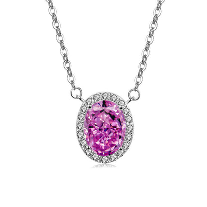 S925 Sterling Silver Oval Ice Flower Necklace