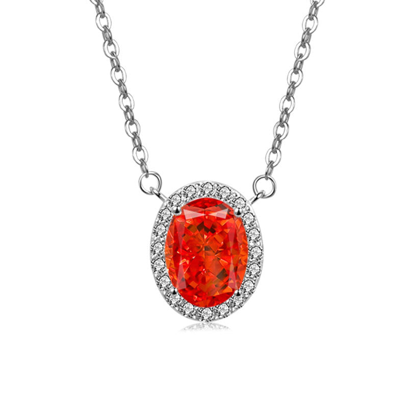 S925 Sterling Silver Oval Ice Flower Necklace