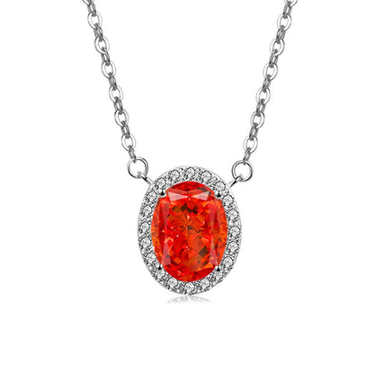 S925 Sterling Silver Oval Ice Flower Necklace