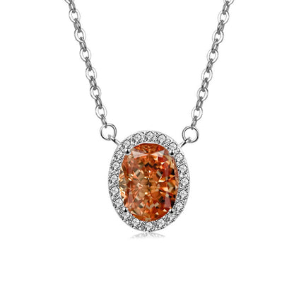 S925 Sterling Silver Oval Ice Flower Necklace
