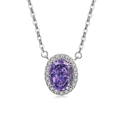 S925 Sterling Silver Oval Ice Flower Necklace