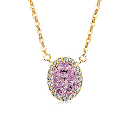 S925 Sterling Silver Oval Ice Flower Necklace