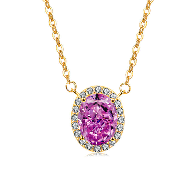 S925 Sterling Silver Oval Ice Flower Necklace