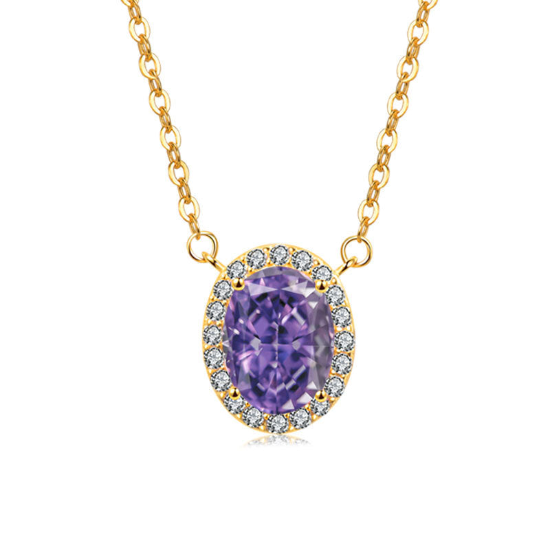 S925 Sterling Silver Oval Ice Flower Necklace
