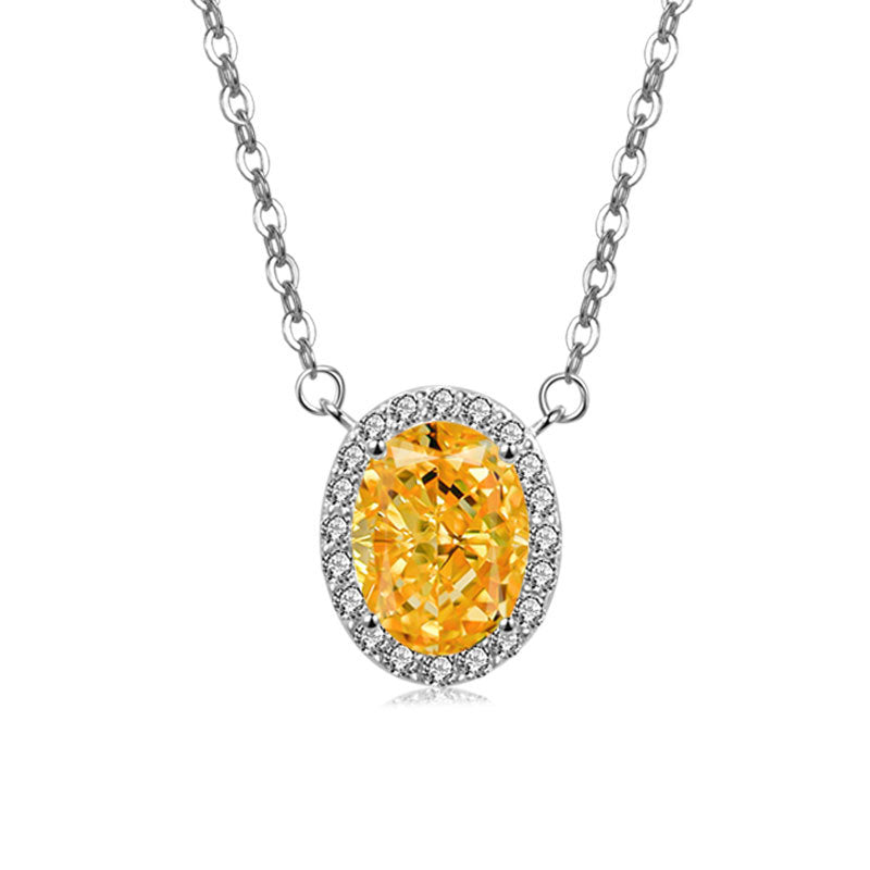 S925 Sterling Silver Oval Ice Flower Necklace