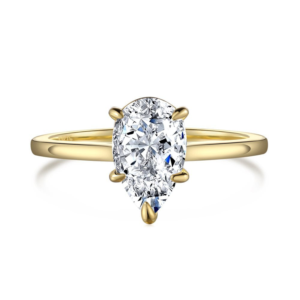 S925 Sterling Silver Pear Zircon Geometric Ring
