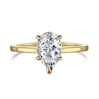 S925 Sterling Silver Pear Zircon Geometric Ring