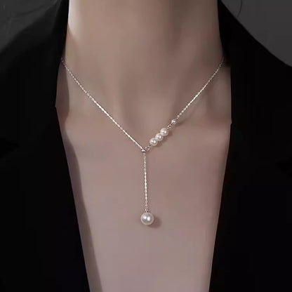 S925 Sterling Silver Pearl Necklace Ins Style Clavicle Chain