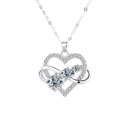 S925 Sterling Silver Plated Pt950 Gold 1.6 Carat Moissanite Infinity Symbol Love Pendant Necklace